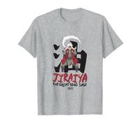 Naruto Shippuden Jiraiya Large Toad Sage with Kanji Anime T-Shirt, Homme, Gris Chiné, XL
