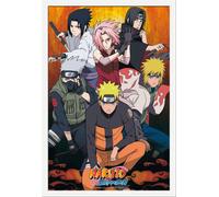 Naruto Shippuden - Poster - Group + cadre amovible, Shinsuke® Maxi MDF blanc, vitre acrylique