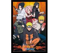 Naruto Shippuden - Poster - Group + cadre amovible, Shinsuke® Maxi MDF noir, vitre acrylique