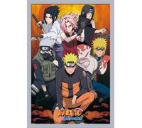 Naruto Shippuden - Poster - Group + cadre interchangeable, Shinsuke® Maxi MDF argenté, vitre acrylique