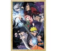 Naruto Shippuden - Poster - Group Ninja War + cadre amovible, Shinsuke® Maxi MDF hêtre, vitre acrylique