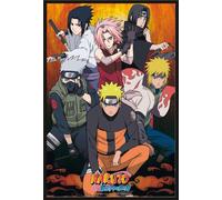 Naruto Shippuden - Poster - Groupe + cadre amovible, Shinsuke® Maxi plastique noir, vitre acrylique