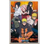 Naruto Shippuden - Poster - Groupe + cadre interchangeable, Shinsuke® Maxi aluminium argenté, vitre acrylique
