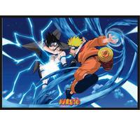 Naruto Shippuden - Poster - Naruto & Sasuke + cadre interchangeable, Shinsuke® Maxi plastique noir, vitre acrylique