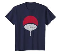 Naruto Shippuden Sasuke Uchiha Symbole désespéré T-Shirt, Enfant, Bleu Marine, 8 Ans