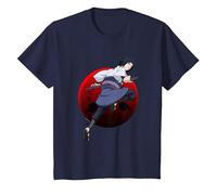 Naruto Shippuden Sasuke with Sharingan Anime T-Shirt, Enfant, Bleu Marine, 8 Ans