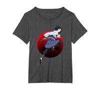 Naruto Shippuden Sasuke with Sharingan Anime T-Shirt, Femme Grandes Tailles, Chiné Foncé, 3X