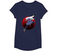 Naruto Shippuden Sasuke with Sharingan Anime T-Shirt, Fille, Bleu Marine, S