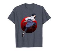 Naruto Shippuden Sasuke with Sharingan Anime T-Shirt, Homme, Bleu Chiné, S