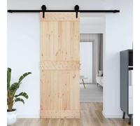NARVIK Porte coulissante 85 x 210 cm, en pin massif non traité, design peu encombrant, pour chambre à coucher, cuisine et garage, montage facile