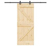 Narvik Porte coulissante en pin massif avec kit de ferrure, 85 x 210 cm, design peu encombrant pour chambre à coucher, cuisine, garage, glissement silencieux
