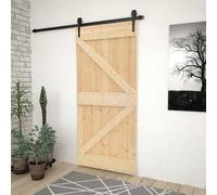 NARVIK Porte naturelle en pin massif 90 x 210 cm pour intérieur, fonctionnelle avec structure claire, qualité du bois pour chambre, appartement, couloir, séparateur de pièce, insonorisation et