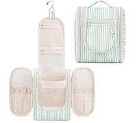 Narwey Trousse de Toilette de Voyage Suspendue Stripe, Organisateur de Maquillage et de cosmétiques pour Femmes (Rayures Vertes Menthe (Petit))