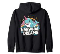Narwhal Dreams Mignon Dessin animé océan Licorne Baleine Sweat à Capuche