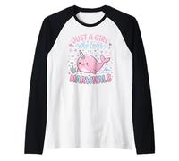 Narwhal Marine Mammal Lover, Just A Girl Who Loves Narwhals Manche Raglan