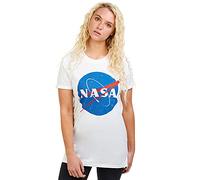 Nasa Circle Logo T-Shirt Femme, Blanc (White White), S