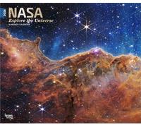 NASA Explore the Universe | Calendrier mural mensuel 2026 35,6 x 61 cm (suspendu) | Couverture estampillée | Sans plastique | BrownTrout | Inspiration cosmos spatiale