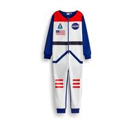 NASA Grenouillère pour Garçons | Pyjama Enfant Tout-en-Un en Bleu & Blanc | Combinaison de Nuit Enfant avec Fermeture Éclair et Logo Spatial Américain | Body Loungewear d'Astronomie NASA