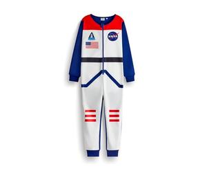 NASA Grenouillère pour Garçons | Pyjama Enfant Tout-en-Un en Bleu & Blanc | Combinaison de Nuit Enfant avec Fermeture Éclair et Logo Spatial Américain | Body Loungewear d'Astronomie NASA