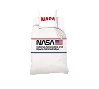 NASA - Housse de Couette 1 Personne 140x200 cm 100% Coton + taie d'oreiller 63x63 cm - Blanc