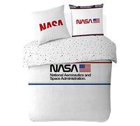 NASA - Housse de Couette 2 Personnes 200x200 cm 100% Coton + taies d'oreiller 63x63 cm - Blanc
