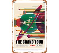 NASA JPL Space Tourism : The Grand Tour (résolution 8K) - Plaque en métal rétro décorative pour la maison - 30,5 x 20,3 cm