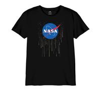 Nasa Legend Icon Officiel imprimé T-Shirt pour Garçon Col Ras du Cou Manches Courtes Coton Coupe régulière, Rain metor Holidays_Noir,Taille 10 Ans
