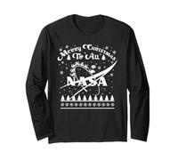 NASA Merry Christmas to All Ugly Sweater Logo with Santa Manche Longue