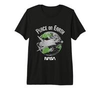 NASA Peace on Earth Vaisseau Spatial Blanc détresse T-Shirt Haut de Gamme