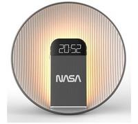 NASA Reveil SPC600 - Radio Reveil, Enceinte Bluetooth, Charge Sans Fil 15W Qi, Double Alarme, Lumiere Reveil, LED, Batterie Lithium, Haut-Parleur 5W RMS - Gris Gris