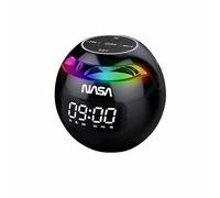 NASA SP200 Réveil Bluetooth 5.0 avec Enceinte 3W RMS, Double Alarme, LED d’Ambiance Multicolore, Lecture Micro-SD (32GB), Batterie 1200mAh, Autonomie 4h, USB-C Inclus, Design Compact ABS Noir