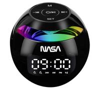 Nasa Gear Réveil Bluetooth SP200 – Enceinte 3W RMS, Double alarme, LED multicolore, USB-C Noir