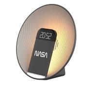 NASA SPC600 - Réveil Bluetooth, Enceinte 5W, Charge Sans Fil 15W, Double Alarme, Ecran LED, Ports USB, Horloge Intégrée - Gris