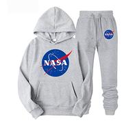 NASA survêtement décontracté NASA Logo imprimé à Manches Longues Pull à Capuche et Pantalon de Jogging Costume Sweat Pantalon 2 pièces Ensemble