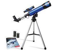 NASA Télescope lunaire pour enfants - un grossissement de 90x, comprend deux oculaires, un trépied de table, une lunette et un guide d'apprentissage, le cadeau STEM parfait pour un jeune astronome