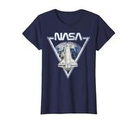 NASA Triangle Earth Logo Shuttle Flight T-Shirt, Femme, Bleu Marine, 3XL