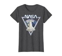 NASA Triangle Earth Logo Shuttle Flight T-Shirt, Femme, Chiné Foncé, 3XL
