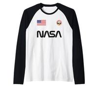 NASA Worm Logo US Flag And Apollo Mission Eagle Manche Raglan