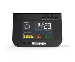 NASA WS100 Station Météo Intérieure - Écran LCD Couleur 3,3'' Rétroéclairé, Température et Humidité Intérieures, Icônes Météorologiques, Horloge, Calendrier et Alarme avec Snooze, Indicateur de Confor