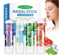 Nasal Stick 4 pack, Bâtonnets d'inhalation Nasale, Tubes d'inhalation Nasale Portable, Soulagement Rapide d'un Nez Bouché, Améliore la Respiration et Stimule la Concentration
