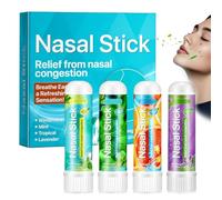 Nasal Stick 4 Pack, Inhalateur Nasal, Bâton Inhalateur Nasal, Soulagement Rapide d'un Nez Bouché, Améliore la Respiration et Stimule la Concentration, Fait Avec des Huiles Essentielles et du Menthol