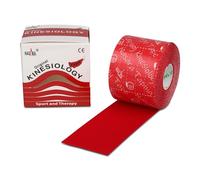 Nasara Bande de kinésiologie originale pour le sport et la médecine - Rouleau de 5 cm x 5 m - Rouge
