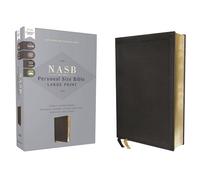NASB, Personal Size Bible, Large Print, Genuine Leather, Calfskin, Black, Red Letter, 1995 Text, Comfort Print