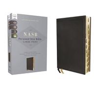 NASB, Personal Size Bible, Large Print, Genuine Leather, Calfskin, Black, Red Letter, 1995 Text, Thumb Indexed, Comfort Print
