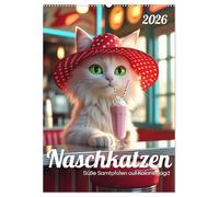 Naschkatzen - Süße Samtpfoten auf Kalorienjagd (Wandkalender 2026 DIN A2 hoch), CALVENDO Monatskalender: Mit viel Charme und einem Augenzwinkern ... Hommage an die Liebe zu Katzen und Süßem.
