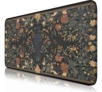Nasdalgias Raven Blackbird Floral Dark Academia Tapis de souris XXL Grand tapis de souris de jeu Cottagecore pour bureau, ordinateur, clavier, ordinateur portable et maison 80 x 40 cm