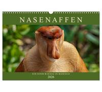 Nasenaffen von Borneo (Wandkalender 2026 DIN A3 quer), CALVENDO Monatskalender: Das aufregende Leben der Nasenaffen in Borneo