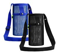 Naseom 2 Pièces Porte-Bouteille d'eau en Maille Porte-Bouteille d'eau avec bandoulière réglable léger Sac de Bouteille d'eau, pour Sport Camping Randonnée Gym Cyclisme Voyages Campus (Noir+Bleu)