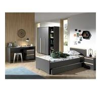 NASH DARK - Chambre 90x200cm + Armoire 3P + Pack Bureau -
