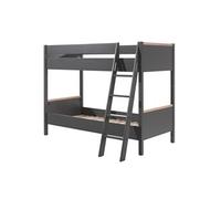 NASH DARK - Lits Superposés Réversibles 90x200cm Anthracite et Bois -
